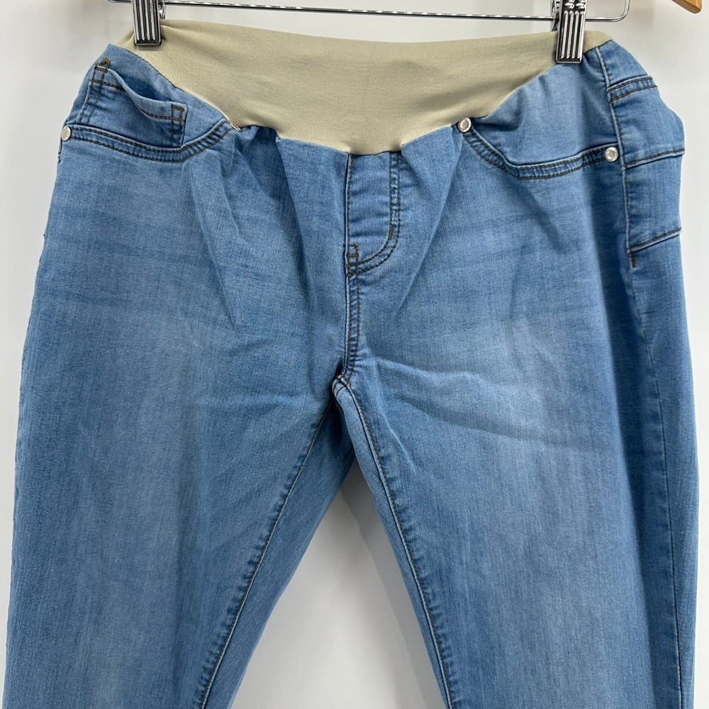 Haute Mama Maternity Jeans Womens XL Blue Denim Ankle Cuff Stretch 5-Pocket